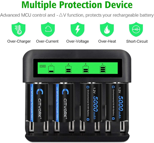 Set Caricabatterie LCD - per Batterie AA AAA CD D Batterie Ni-Mh/Ni-Cd - Con Bat - Foto 5 di 12