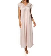 Shadowline Lingerie Long Lace Cap Sleeve Nightgown Blush
