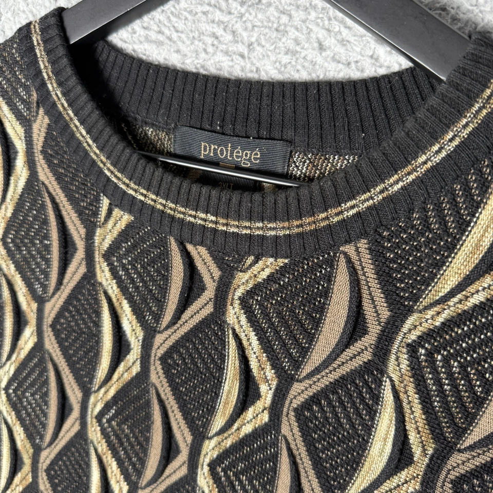 Suéter masculino vintage anos 90 Cosby padrão malha 3D 3XL alto arte preto protetor - Imagem 4 de 4