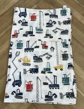 Pottery Barn Kids Jax Construction Cranes Toddler Crib Flat Sheet
