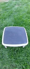 Vintage Mid Century COSCO METAL Kitchen CREAM Single Step  Foot STOOL Utility 