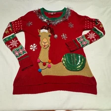 ugly christmas sweater 33 degrees llama red Size M