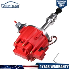 Red Cap Drop In One Wire HEI Distributor w/ 65kv Coil For SBF Ford 351W Windsor