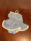 Gymboree Baby Girl 6-12 Month One Piece Swimsuit Blue Stripe Seahorses Skirt