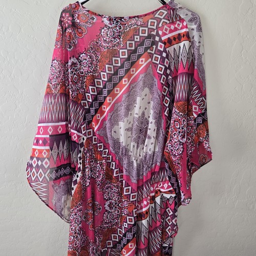 Maggie Barnes Womens 2X Open Cardigan Sheer Fairy Boho Pink Kimono Sleeve - Picture 3 of 11
