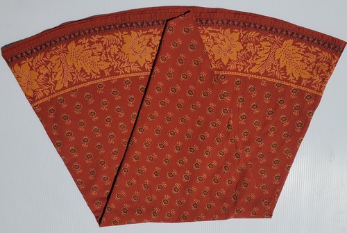 WILLIAMS SONOMA Provence Brick Red Floral Cotton Round Tablecloth /(4) Napkins - Picture 7 of 9
