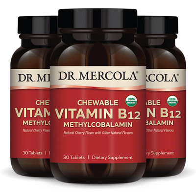NEW Lot 3 bottles 90 DAY chewable DR MERCOLA METHYLCOBALAMIN B12 1000mcg EXP2026