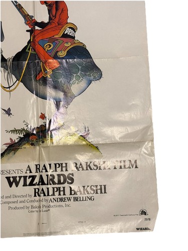 WIZARDS (1977) ORIGINAL MOVIE POSTER - FOLDED - WILLIAM STOUT ARTWORK - Afbeelding 4 van 9