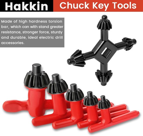 Hakkin 5 Stck. Bohrfutter Schlüssel und Universal 4 Wege Schlüssel, 3/4" rot & schwarz - Bild 5 von 7