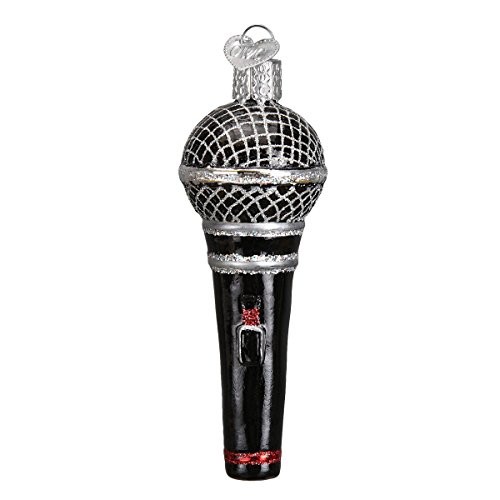 Old World Christmas Microphone Glass Ornament with Free Gift Box