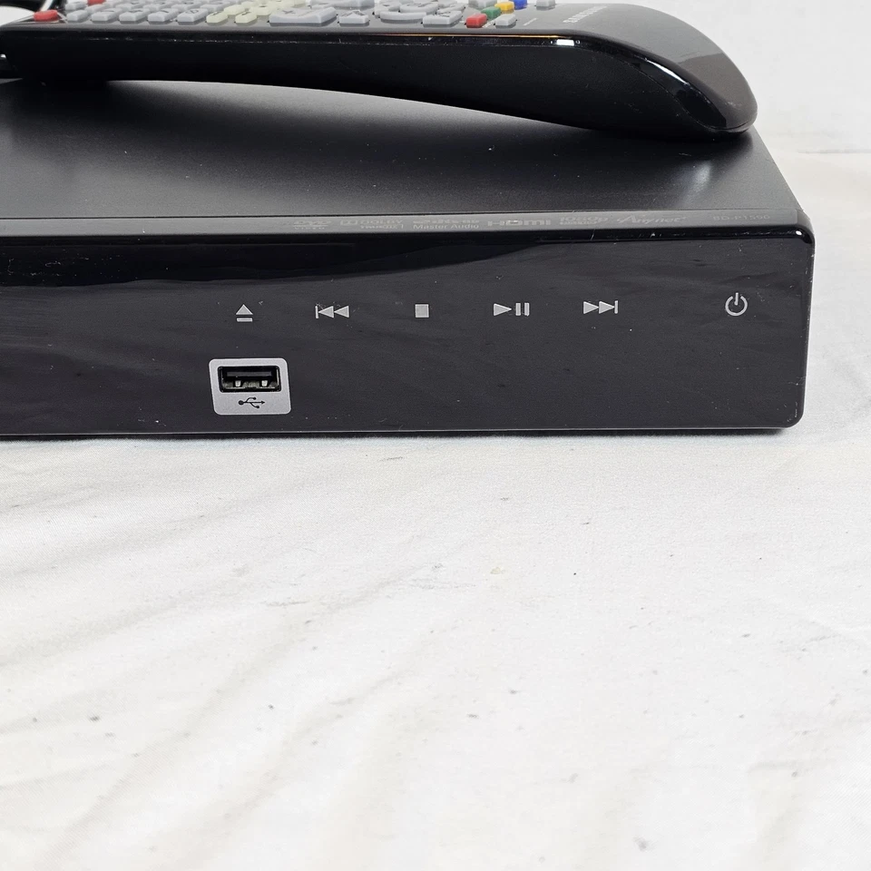Reproductor de DVD Blu-ray Samsung BD-P1590 1080p aplicaciones WiFi con control remoto usado probado funciona Foto 3 de 4