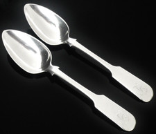 Pair Scottish Provincial Silver Teaspoon, CRESTED, Alex Cameron, DUNDEE c.1820