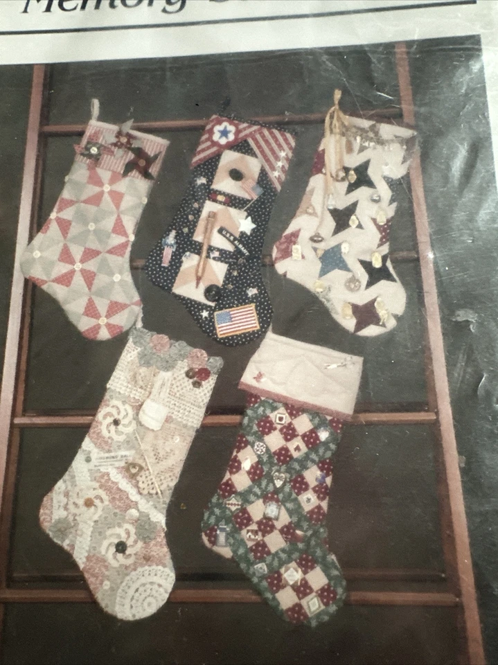 THIMBLEBERRIES MEMORY STOCKINGS SEWING PATTERN VINTAGE Patchwork Design Uncut - Image 2 of 4