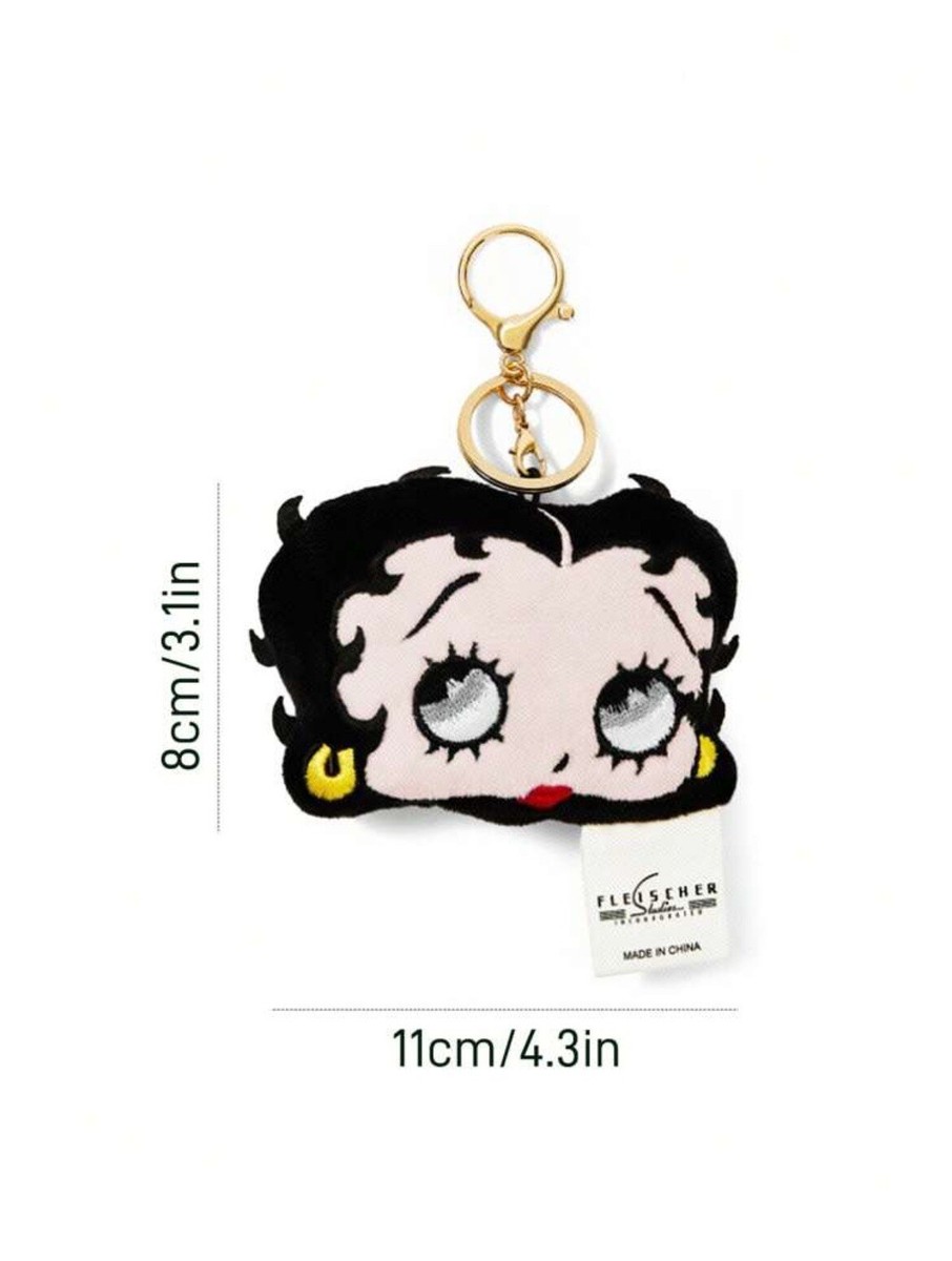 New BETTY BOOP Keychain PLUSH Cushion Head Key Ring Purse Charm