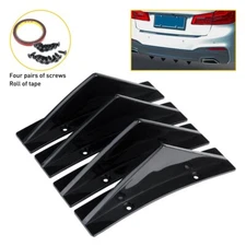 Universal Rear Bumper Diffuser Spoiler Lip Splitter 4-Shark Fin Trim Cap Covers