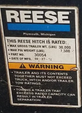 REESE Fifth Wheel: Non- Removable Hitch 30,000 Lb. trailer capacity