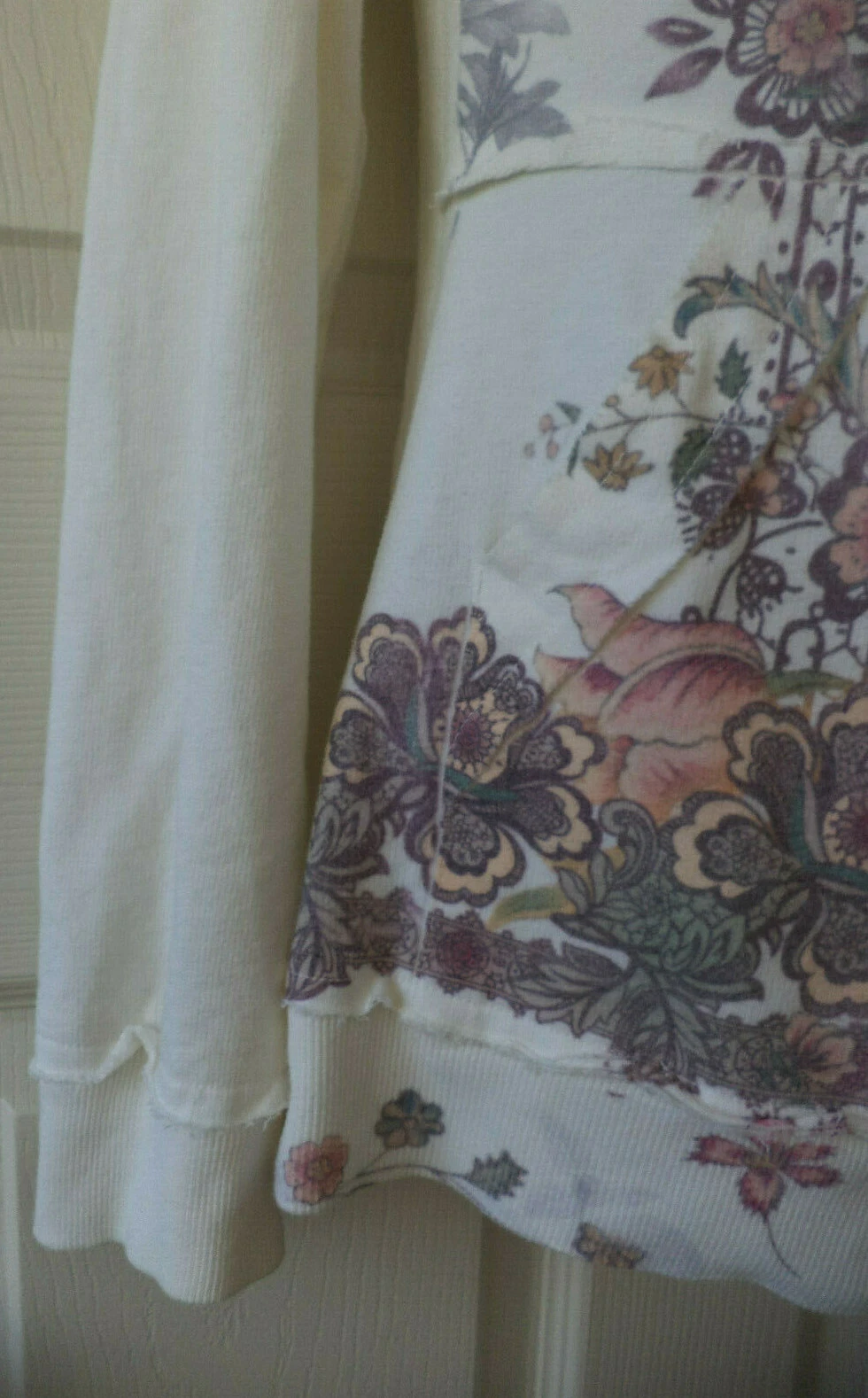 OFF WHITE Felpa con cappuccio American Rag Cie floreale avorio donna junior taglia M