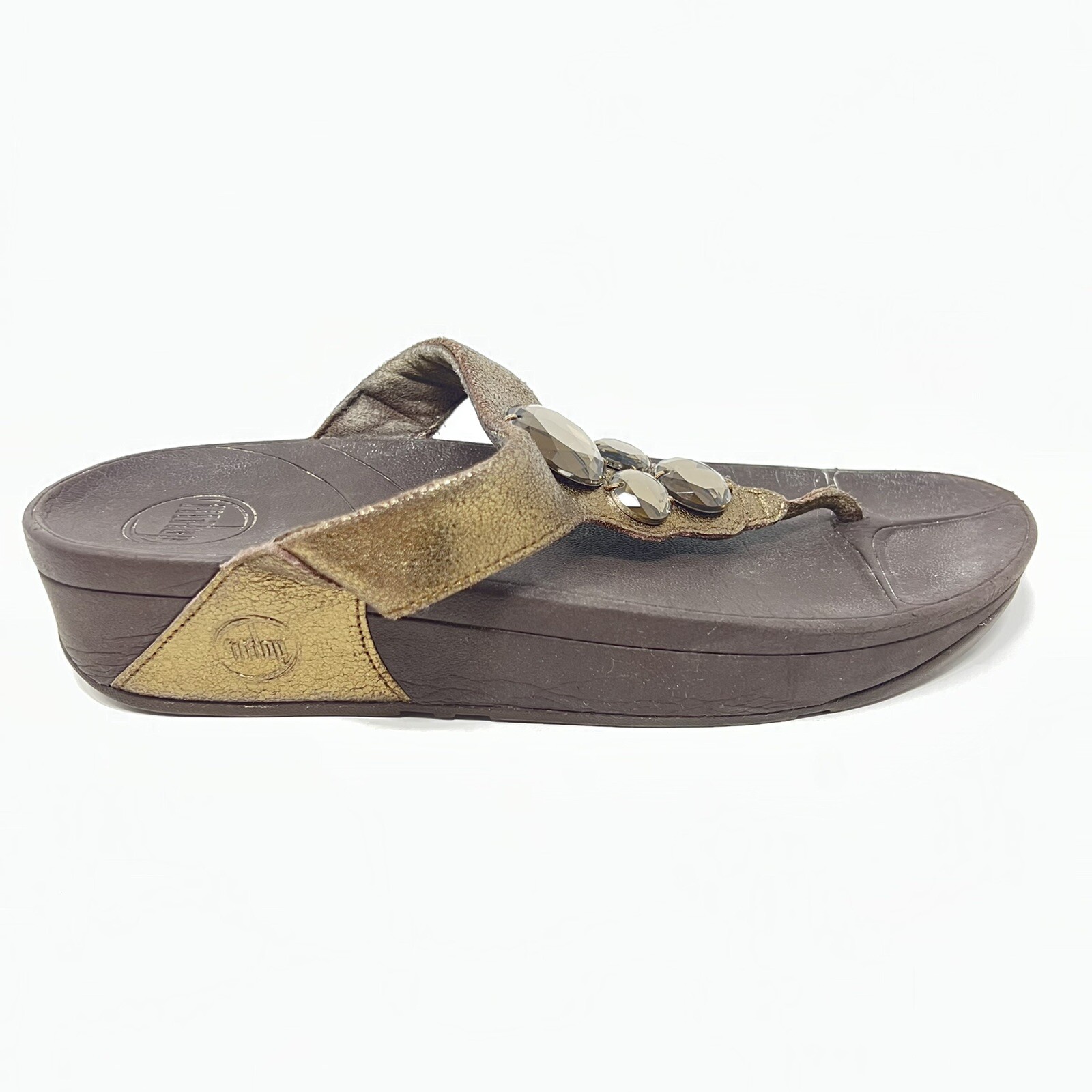 FitFlop Lunetta Womens Size 8 Jewel Metallic Glitter Flip Flops Thong Sandals image 3