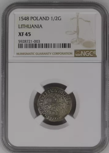 1548 Poland - 1/2 G Groschen - Lithuania - NGC XF45 a