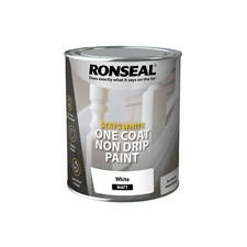 Image of Ronseal Stays White One Coat Non Drip Paint - Pure Brilliant White - All Sizes