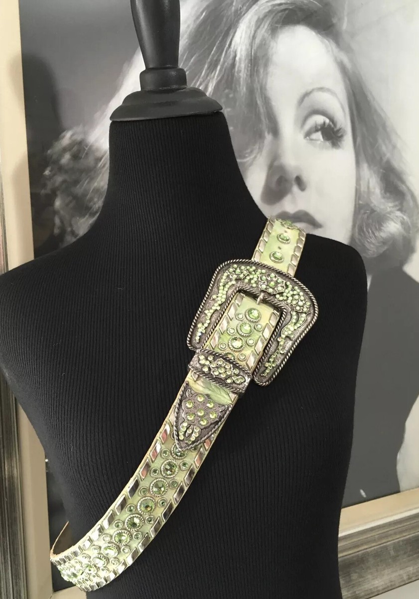Vintage Leatherock Green Western Swarovski Crystal Studded  display picture 1