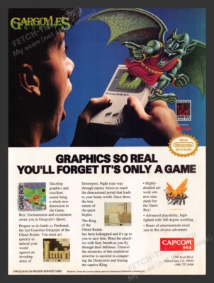 1991 Gargoyles Quest Game Boy Video Game Print Advertisement