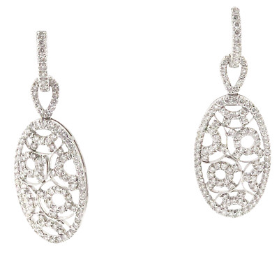 STUNING $5K Eli Frei 3.3 ct Diamond Lace Earrings in 18K White Gold