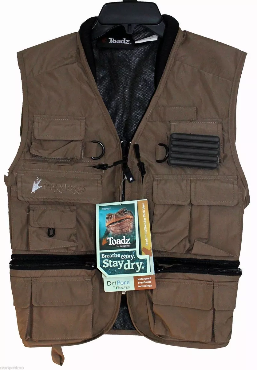 Frogg Toggs Small HellBender Pack Toadskinz Fly Fishing Vest / Stone Color  SM