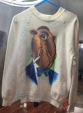 Vintage JOE CAMEL Airbrush Paint Sweatshirt 1996 By JERRY SMOOTH CHARACTER LARGE