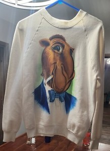 Vintage JOE CAMEL Airbrush Paint Sweatshirt 1996 By JERRY SMOOTH CHARACTER LARGE