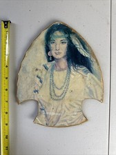 Vintage ARROW HEAD SHAPED INDIAN MAIDEN Wooden PLAQUE Decoration