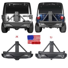Hooke Road Rear Bumper Bar W Tire Carrier For Tj 97-06 Jeep Wrangler Jk 07-18 Hooke Road Rear Bumper Bar W Tire Carrier For Tj 97-06 Jeep Wrangler Jk 07-18