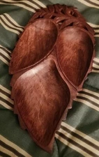 VTG Hand Carved Wood Leaf 3 Slot Food Snack Tray Platter Made in India 12" X 6"