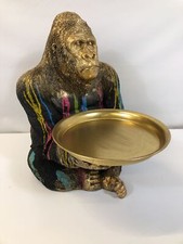DKD Home Decor Dekofigur Gorilla, Harz, 38x46x50,5 cm, bunt-gold