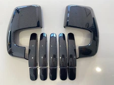 CARBON WING MIRROR COVER DOOR HANDLE SET FOR FORD TRANSIT CUSTOM 6 DOOR VERSION