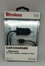 Wireless - Dual USB Car Charger 5W 1A  7 Foot Cord -Black for Samsung,LG,HTC,ETC