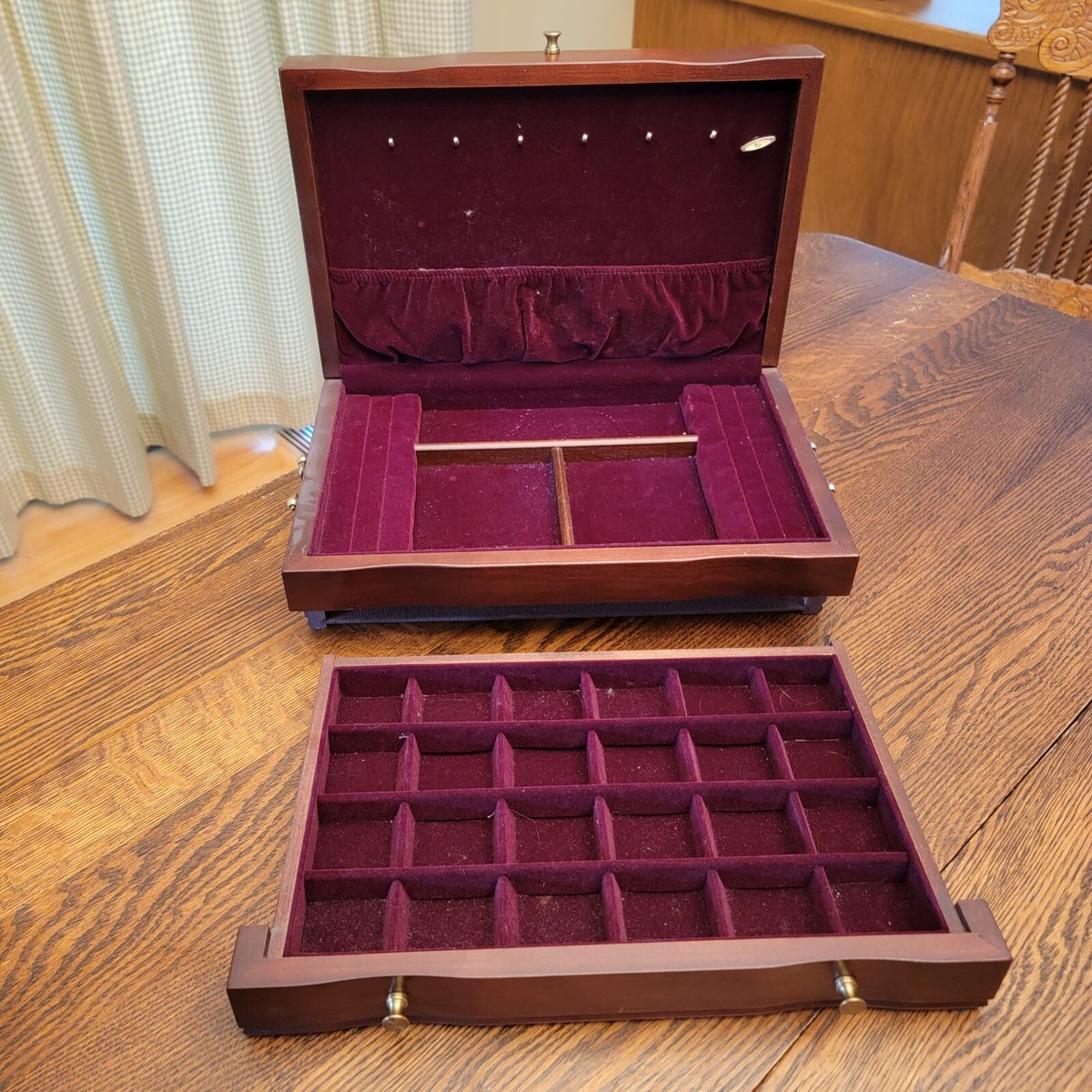 Reed & Barton Eureka Mfg. Wood Jewelry Box 1 Drawer Velvet Reed & Barton Eureka Mfg. Wood Jewelry Box 1 Drawer Velvet