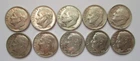 1957 to 1964 P & D Silver Roosevelt Dime set, 10 Different Circulated Dimes