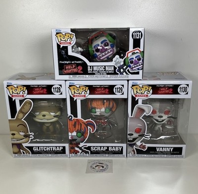 FNAF's Help Wanted 2 DJ Music Man Glitchtrap Scrap Vanny Baby Funko Pop! Set