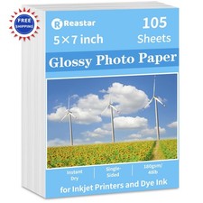 5x7 Glossy Photo Paper 105 Sheets Picture Inkjet Printer Instant Chip Flyers