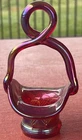 FENTON MINI BASKET RED CARNIVAL GLASS