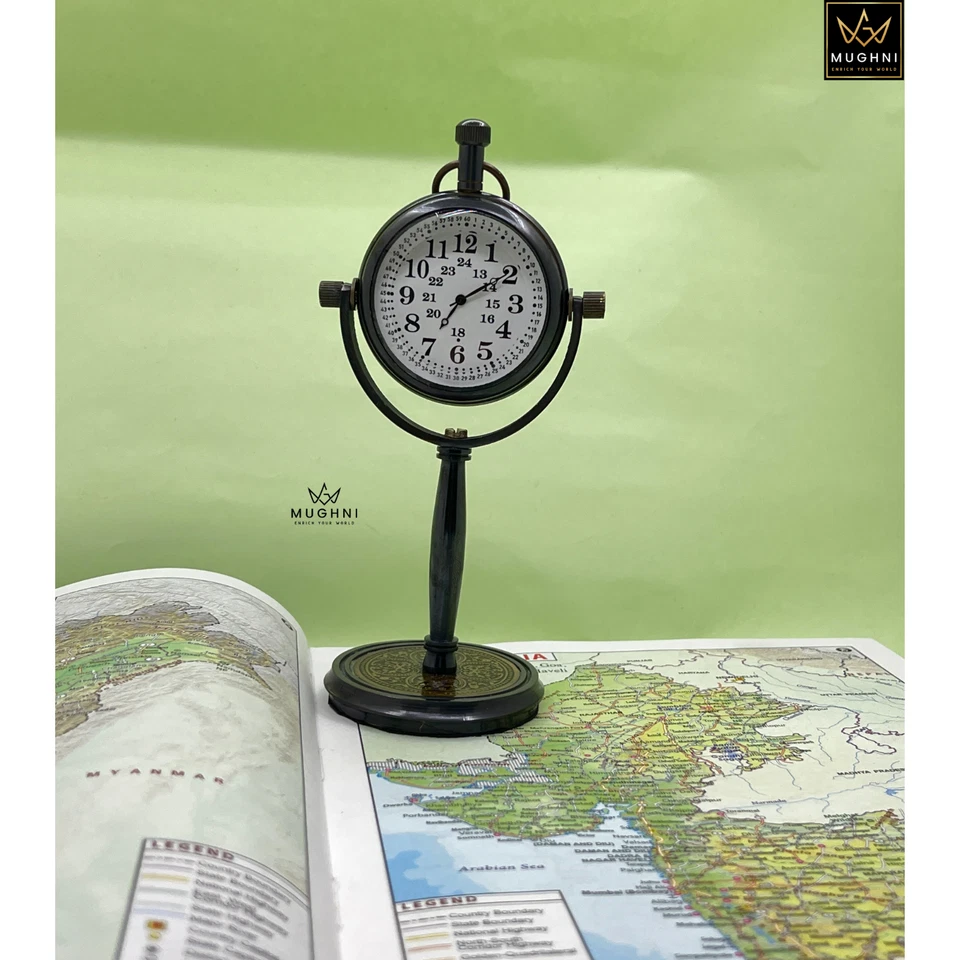 Brass Table Clock Antique Finish Engraved Personalized Gift Desk Office Decor - Image 4 of 4