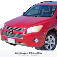 For Toyota RAV4 09-12 APG 2-Pc Polished 8x6 mm Horizontal Billet Main Grille