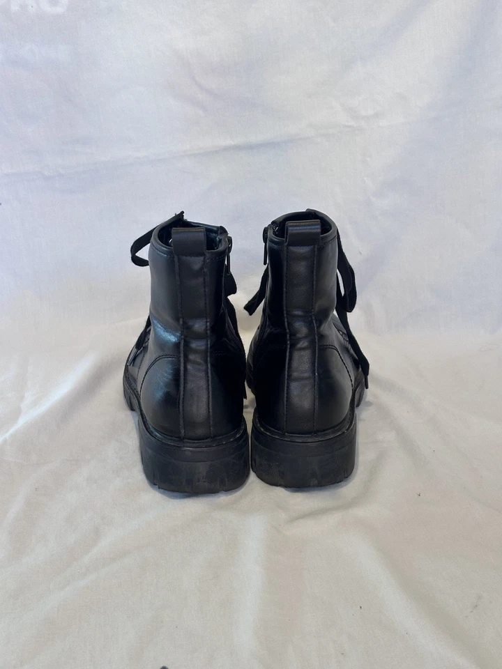 Botas de Combate Madden Girl Gwinn Negras Talla 9 Con Cordones Cremallera Lateral Plataforma Taco Foto 3 de 4