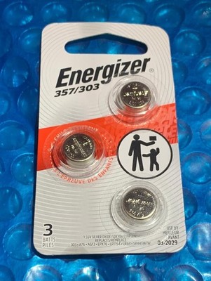 Energizer 357/303 Cell Button Batteries 3 count