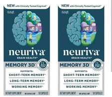 Lot Of 2 Neuriva Memory 3D Brain Health (30 Capsules) Exp 4/27 🔥NEW🔥