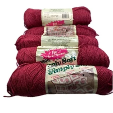 VTG Caron yarn SIMPLY SOFT #2678 Raspberry Lot of Five 3.0 oz Skeins New