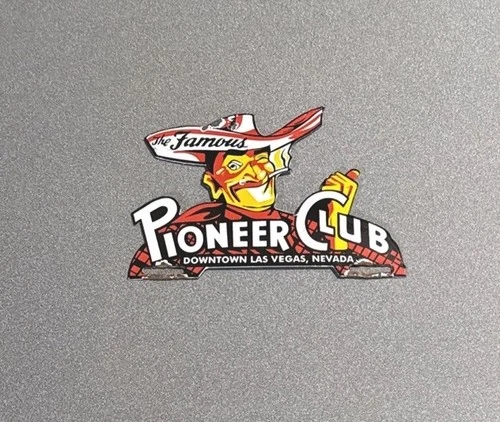 VINTAGE PIONEER CLUB PLATE TOPPER PORCELAIN SIGN CAR GAS TRUCK OIL MOTORCYCLE