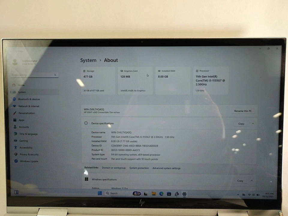 HP Envy x360 Convertible 15M-ES1013DX Core i5-1155G7 2.50 GHz 8 GB 512 GB NVMe - Image 2 of 4