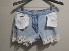 NYC Juniors Light Wash Crochet Trim Denim Shorts, Size M. — photo 4
